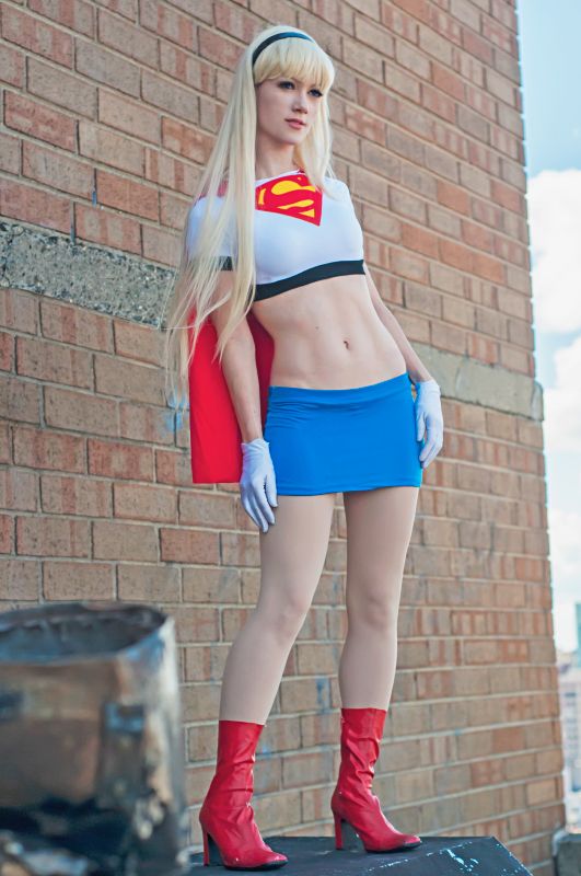 White And Blue Supergirl Cosplay Costume